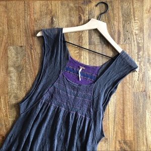 Free People Gray and Purple Tunic Top